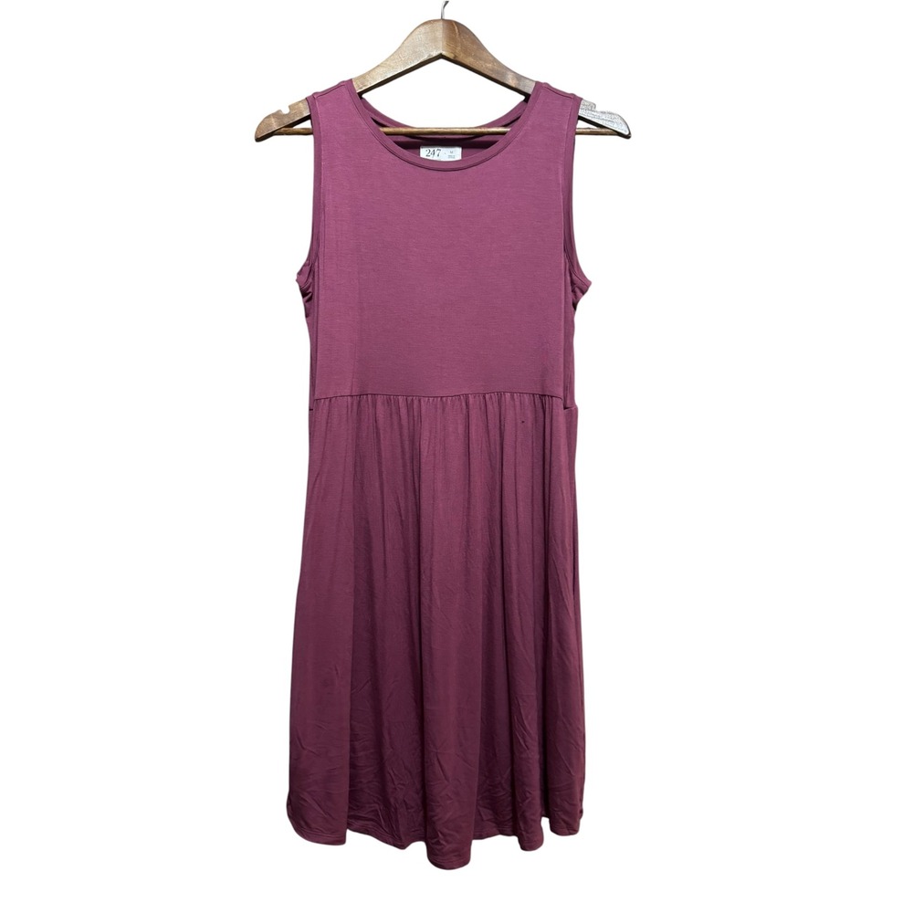 24/7 by Maurices Knit Dress Womens Medium Plum Excellent Sleeveless Empire Waist